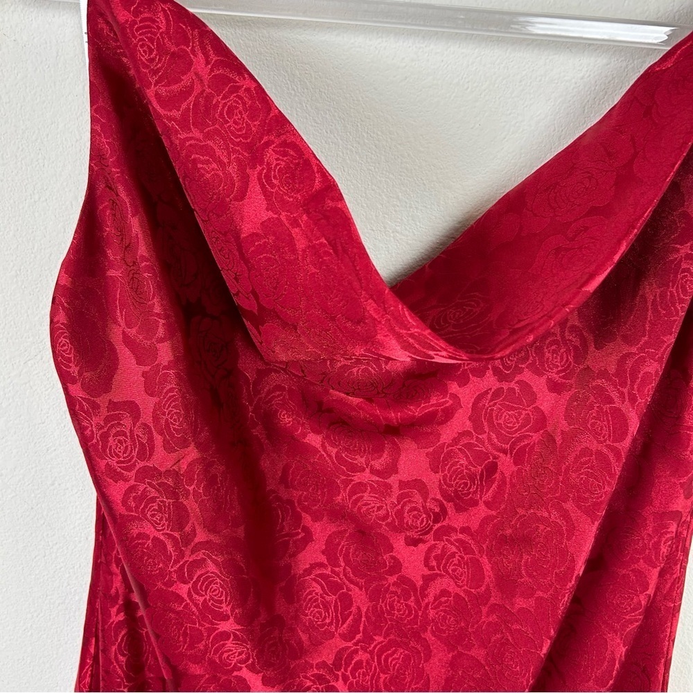 NWT Lulu's You're My Type Red satin jacquard midi slip dress size: XL - Picture 3 of 13